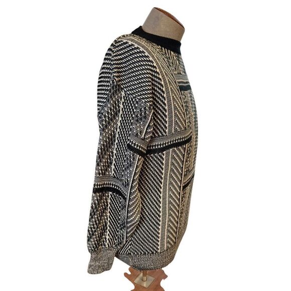 Union Bay Vtg Men’s Geometric Print Sweater Pullover Sz. S Black/White - Picture 6 of 8